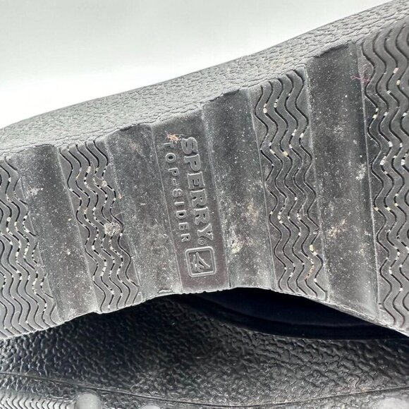 Sperry Boots Women 7 Waterproof Rain Navy Blue 2" Heel Cuff Rubber Anchor Button - Picture 10 of 10